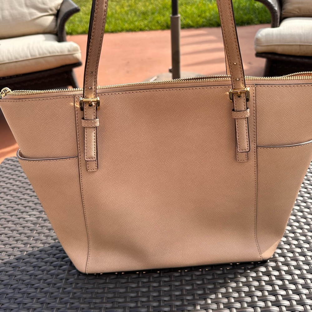 Michael Kors Beige Tote with Gold Accents - Picture 6 of 9